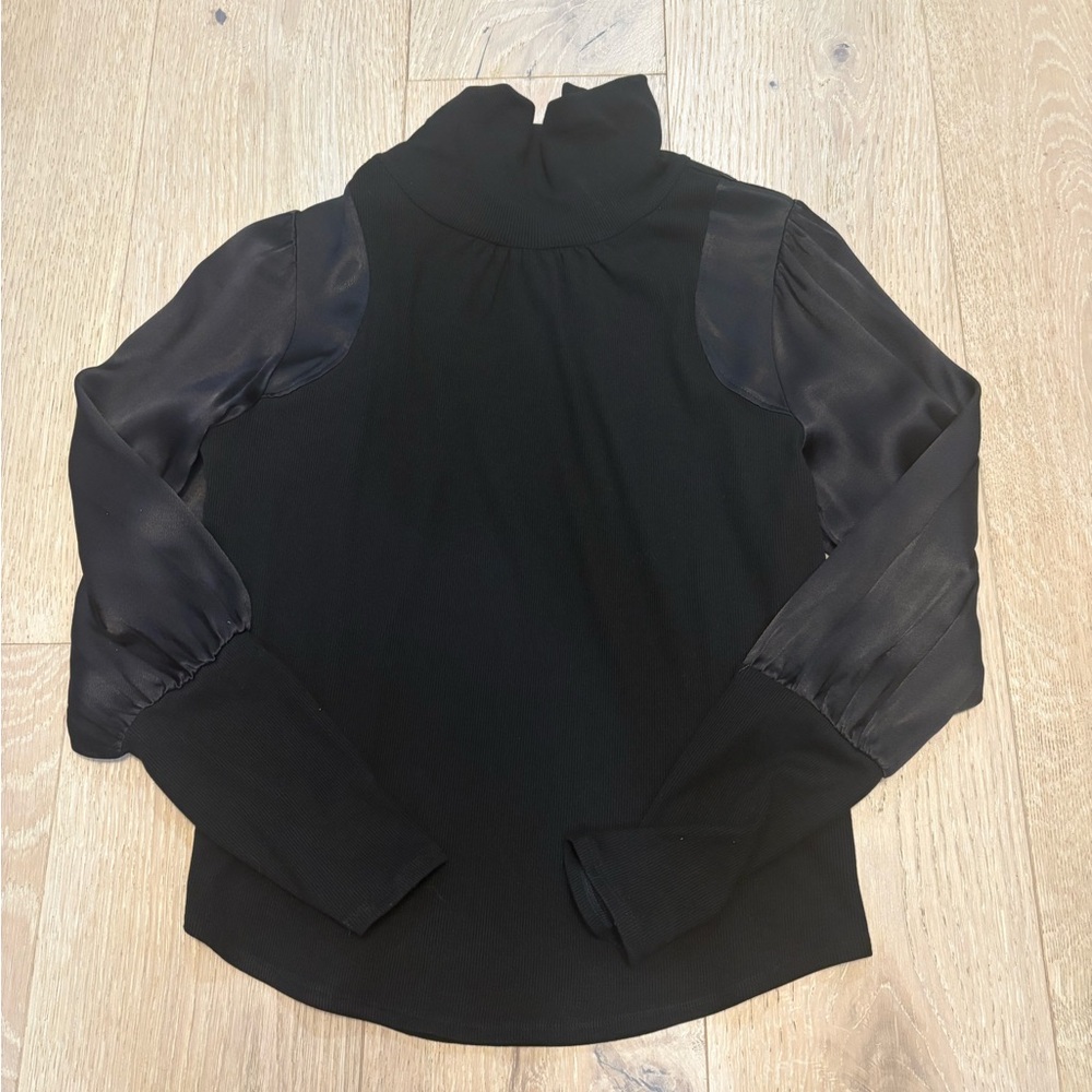 Melissa Nepton Black Mock Neck Long Sleeve Top XS NWOT